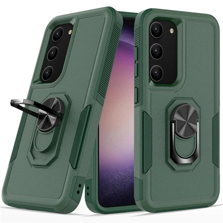 For Samsung Galaxy S23 Cell Phone Case PC+TPU Protective Cover with Finger Ring Kickstand