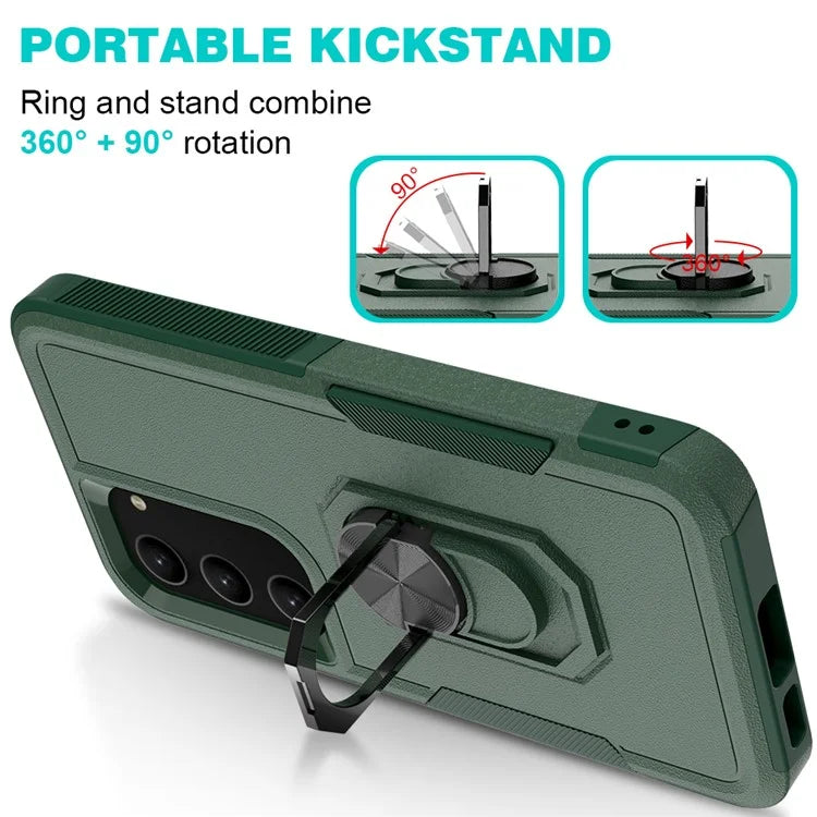 For Samsung Galaxy S23 Cell Phone Case PC+TPU Protective Cover with Finger Ring Kickstand