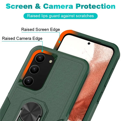 For Samsung Galaxy S23 Cell Phone Case PC+TPU Protective Cover with Finger Ring Kickstand