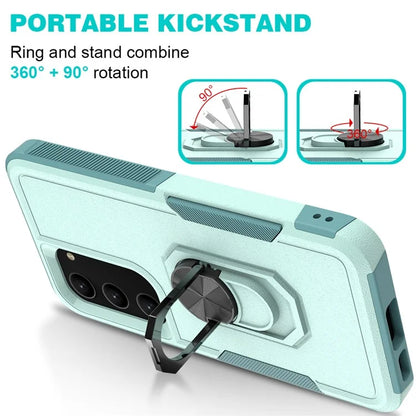 For Samsung Galaxy S23 Cell Phone Case PC+TPU Protective Cover with Finger Ring Kickstand