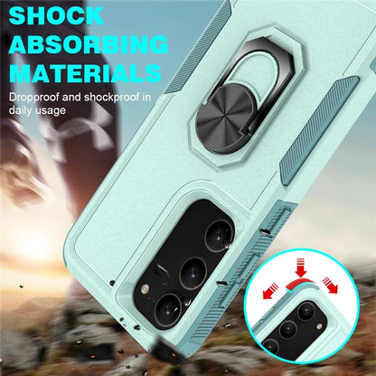 For Samsung Galaxy S23 Cell Phone Case PC+TPU Protective Cover with Finger Ring Kickstand