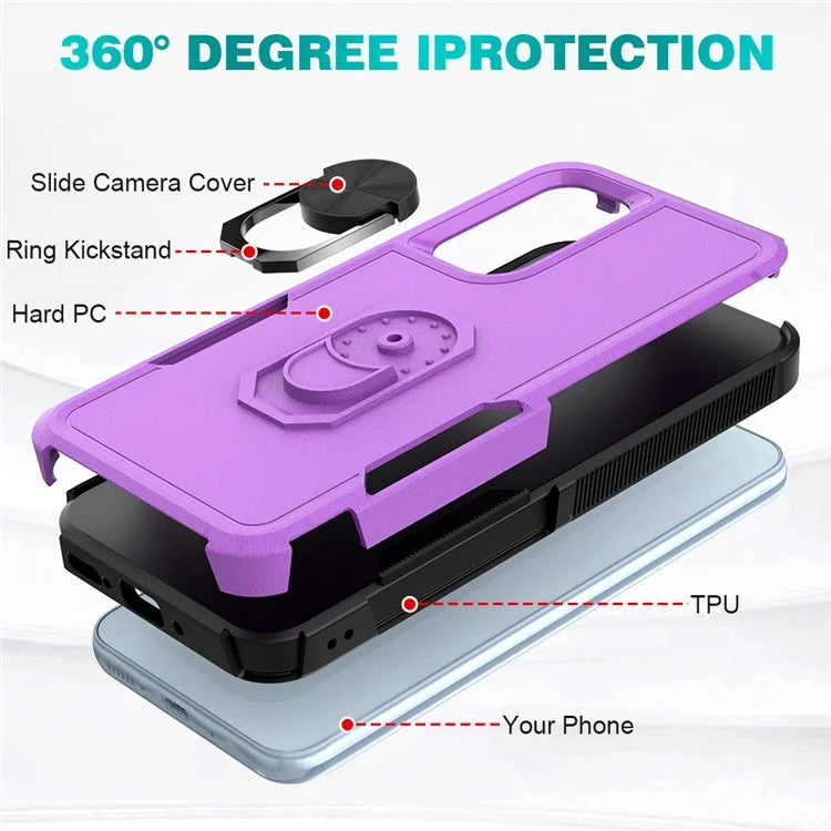 For Samsung Galaxy A54 5G Cell Phone Case PC+TPU Ring Kickstand Back Cover