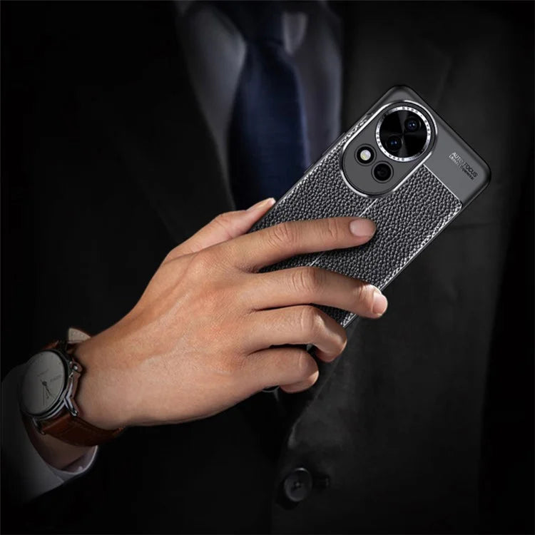 For Huawei nova 12 5G Cell Phone Case Shock Absorbing Litchi Texture TPU Cover