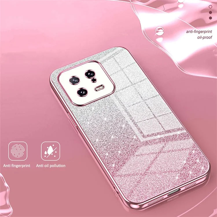 For Xiaomi 13 Cover Soft TPU Precise Cutout Gradient Glitter Design Cell Phone Case