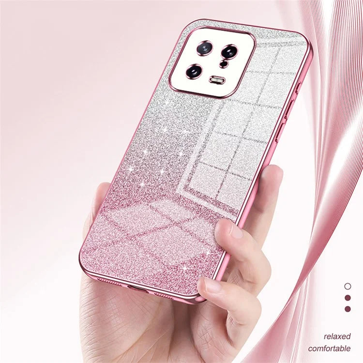 For Xiaomi 13 Cover Soft TPU Precise Cutout Gradient Glitter Design Cell Phone Case
