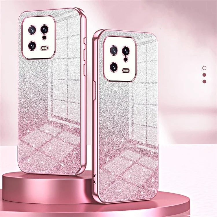 For Xiaomi 13 Cover Soft TPU Precise Cutout Gradient Glitter Design Cell Phone Case