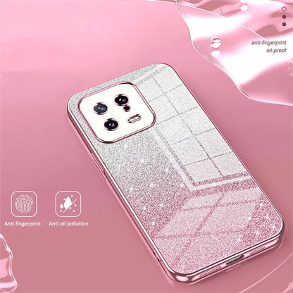 For Xiaomi 13 Cover Soft TPU Precise Cutout Gradient Glitter Design Cell Phone Case