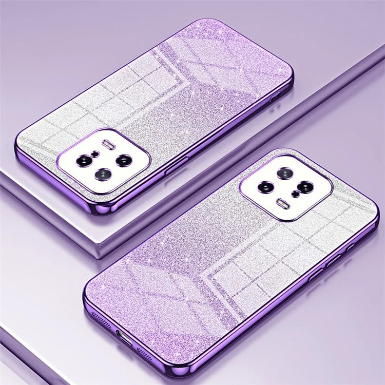 For Xiaomi 13 Cover Soft TPU Precise Cutout Gradient Glitter Design Cell Phone Case