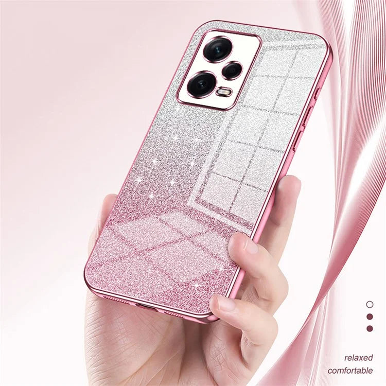 Back Shell for Xiaomi Redmi Note 12 Pro+ 5G Precise Cutout Gradient Glitter TPU Cell Phone Case