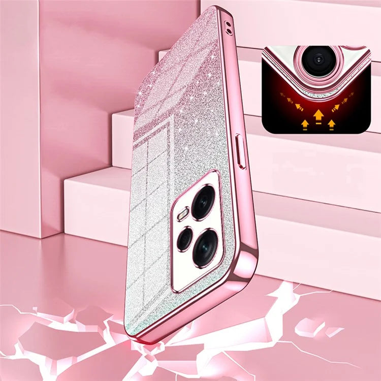 Back Shell for Xiaomi Redmi Note 12 Pro+ 5G Precise Cutout Gradient Glitter TPU Cell Phone Case