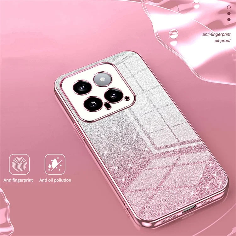 Back Protective Cover for Xiaomi 14 Precise Cutout Gradient Glitter TPU Cell Phone Case
