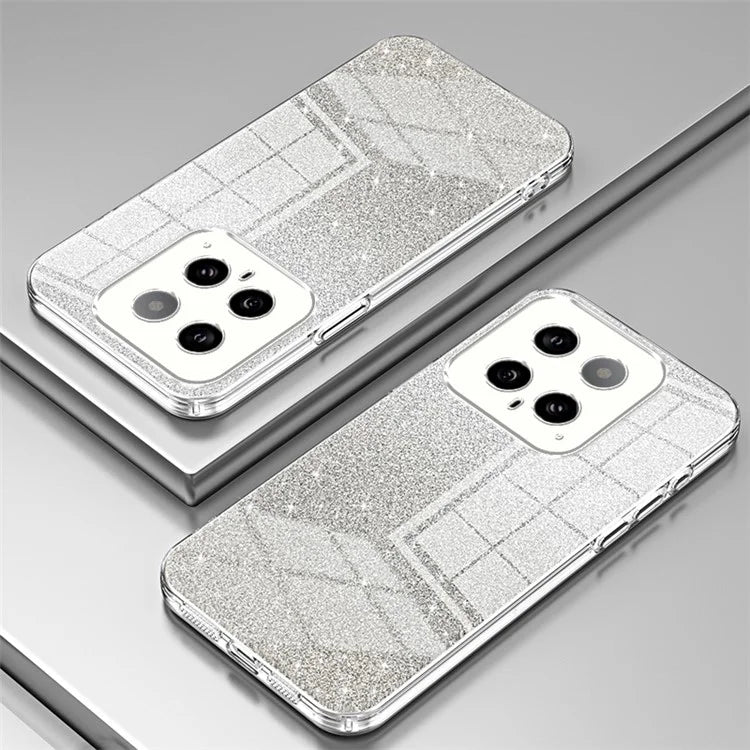 Back Protective Cover for Xiaomi 14 Precise Cutout Gradient Glitter TPU Cell Phone Case