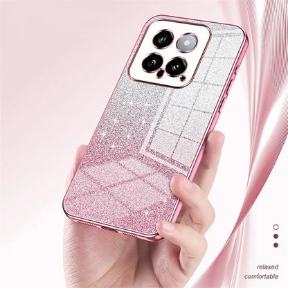 Back Protective Cover for Xiaomi 14 Precise Cutout Gradient Glitter TPU Cell Phone Case