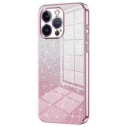 For iPhone 13 Pro Cell Phone Case Precise Cutout Electroplating Gradient Glitter TPU Cover