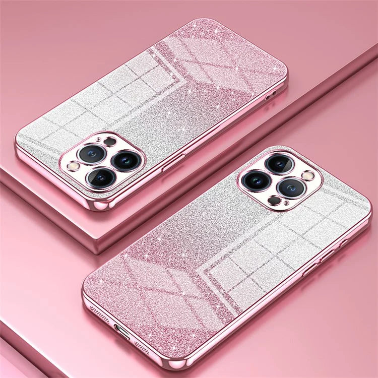 For iPhone 13 Pro Cell Phone Case Precise Cutout Electroplating Gradient Glitter TPU Cover