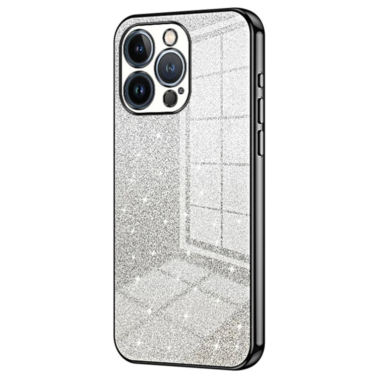 For iPhone 13 Pro Cell Phone Case Precise Cutout Electroplating Gradient Glitter TPU Cover