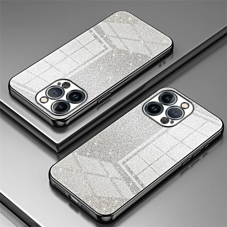 For iPhone 13 Pro Cell Phone Case Precise Cutout Electroplating Gradient Glitter TPU Cover