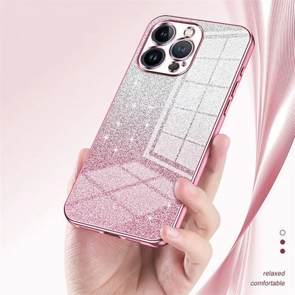 For iPhone 13 Pro Cell Phone Case Precise Cutout Electroplating Gradient Glitter TPU Cover