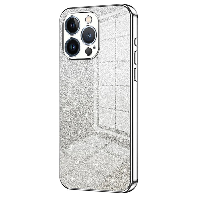 For iPhone 13 Pro Cell Phone Case Precise Cutout Electroplating Gradient Glitter TPU Cover
