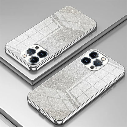 For iPhone 13 Pro Cell Phone Case Precise Cutout Electroplating Gradient Glitter TPU Cover