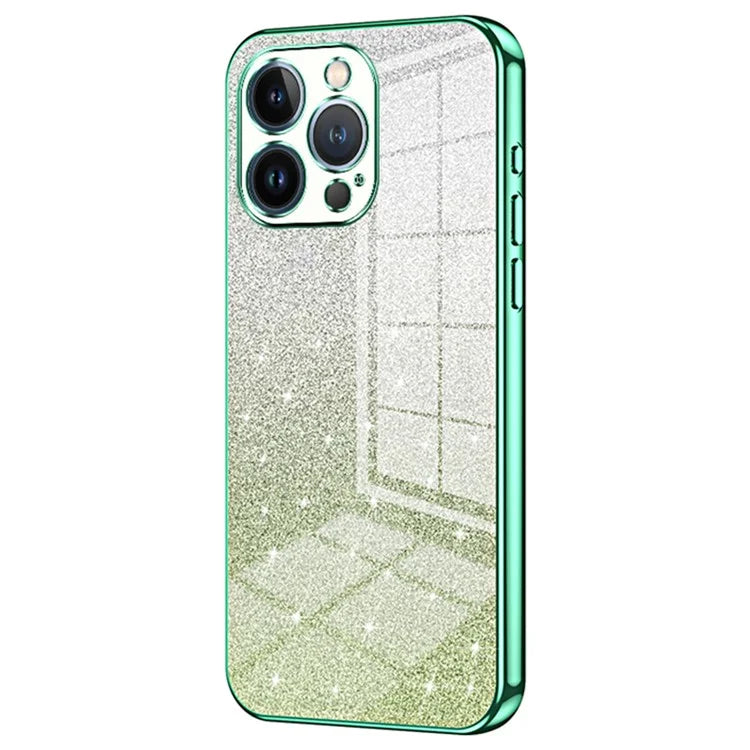 For iPhone 13 Pro Cell Phone Case Precise Cutout Electroplating Gradient Glitter TPU Cover