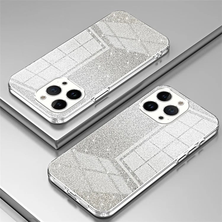 For iPhone 13 Pro Cell Phone Case Precise Cutout Electroplating Gradient Glitter TPU Cover