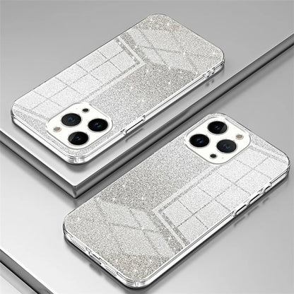 For iPhone 13 Pro Cell Phone Case Precise Cutout Electroplating Gradient Glitter TPU Cover