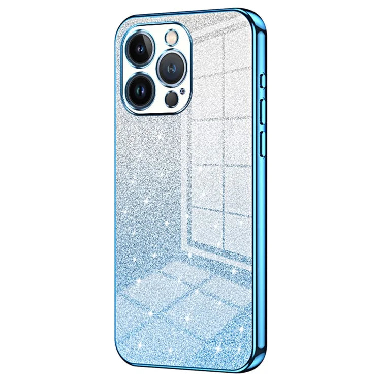 For iPhone 13 Pro Cell Phone Case Precise Cutout Electroplating Gradient Glitter TPU Cover