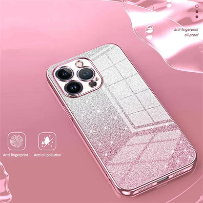 For iPhone 13 Pro Cell Phone Case Precise Cutout Electroplating Gradient Glitter TPU Cover