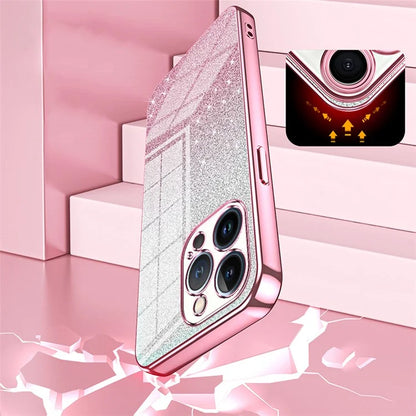 For iPhone 13 Pro Cell Phone Case Precise Cutout Electroplating Gradient Glitter TPU Cover