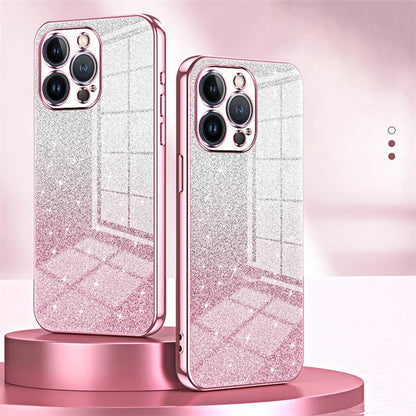 For iPhone 13 Pro Cell Phone Case Precise Cutout Electroplating Gradient Glitter TPU Cover