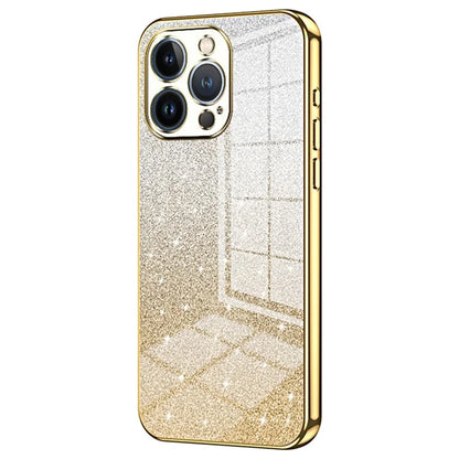 For iPhone 13 Pro Cell Phone Case Precise Cutout Electroplating Gradient Glitter TPU Cover