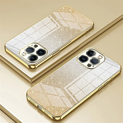 For iPhone 13 Pro Cell Phone Case Precise Cutout Electroplating Gradient Glitter TPU Cover