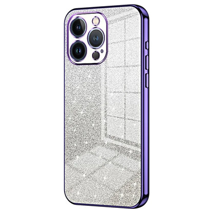 For iPhone 13 Pro Cell Phone Case Precise Cutout Electroplating Gradient Glitter TPU Cover