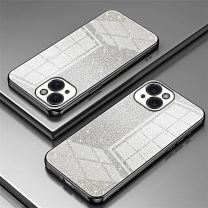 For iPhone 15 Cell Phone Case Precise Cutout Gradient Glitter Anti-drop TPU Cover
