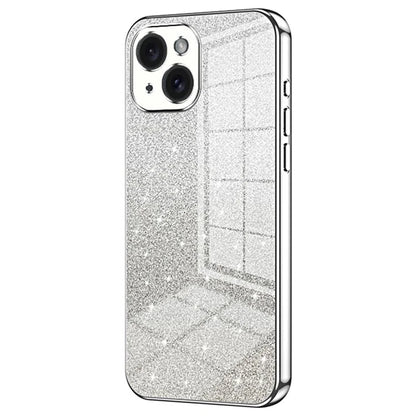 For iPhone 15 Cell Phone Case Precise Cutout Gradient Glitter Anti-drop TPU Cover