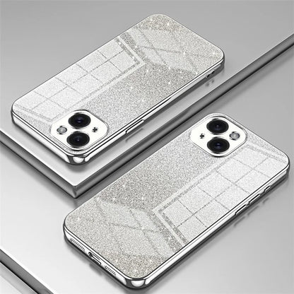 For iPhone 15 Cell Phone Case Precise Cutout Gradient Glitter Anti-drop TPU Cover