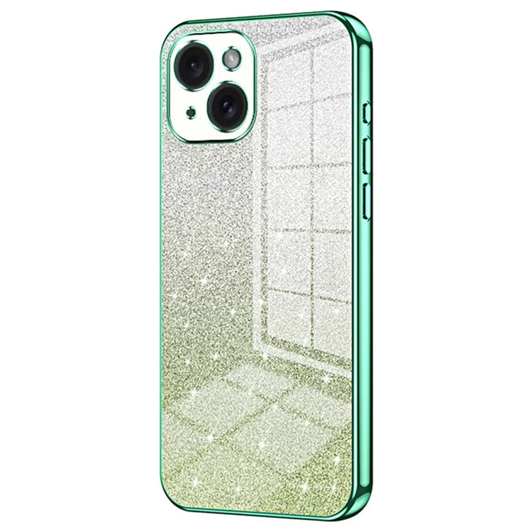 For iPhone 15 Cell Phone Case Precise Cutout Gradient Glitter Anti-drop TPU Cover