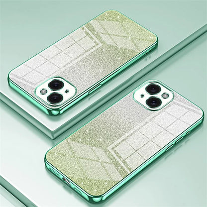 For iPhone 15 Cell Phone Case Precise Cutout Gradient Glitter Anti-drop TPU Cover