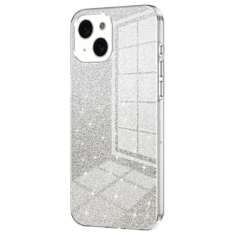 For iPhone 15 Cell Phone Case Precise Cutout Gradient Glitter Anti-drop TPU Cover
