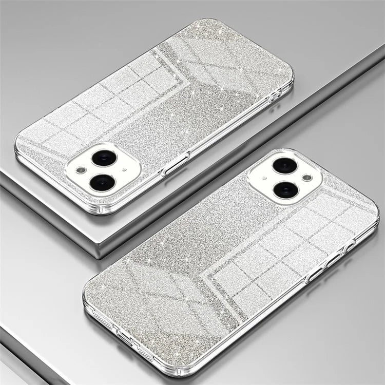 For iPhone 15 Cell Phone Case Precise Cutout Gradient Glitter Anti-drop TPU Cover