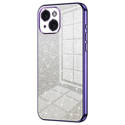For iPhone 15 Cell Phone Case Precise Cutout Gradient Glitter Anti-drop TPU Cover