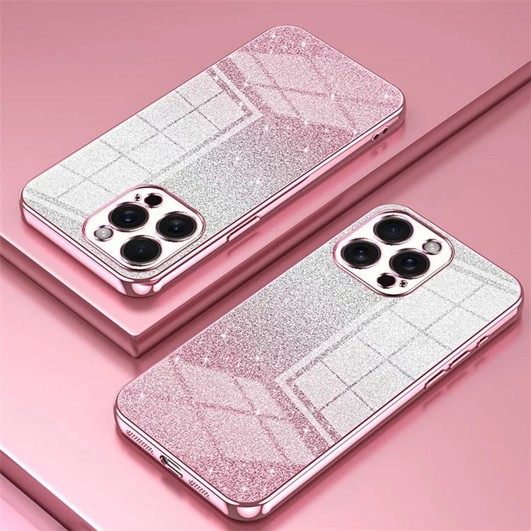 For iPhone 15 Pro Max Cell Phone Case Precise Cutout TPU Electroplating Glitter Cover