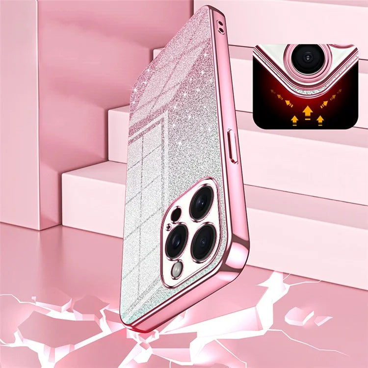 For iPhone 15 Pro Max Cell Phone Case Precise Cutout TPU Electroplating Glitter Cover