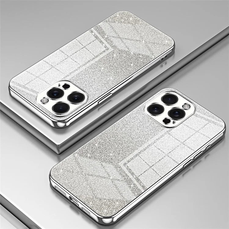 For iPhone 15 Pro Max Cell Phone Case Precise Cutout TPU Electroplating Glitter Cover