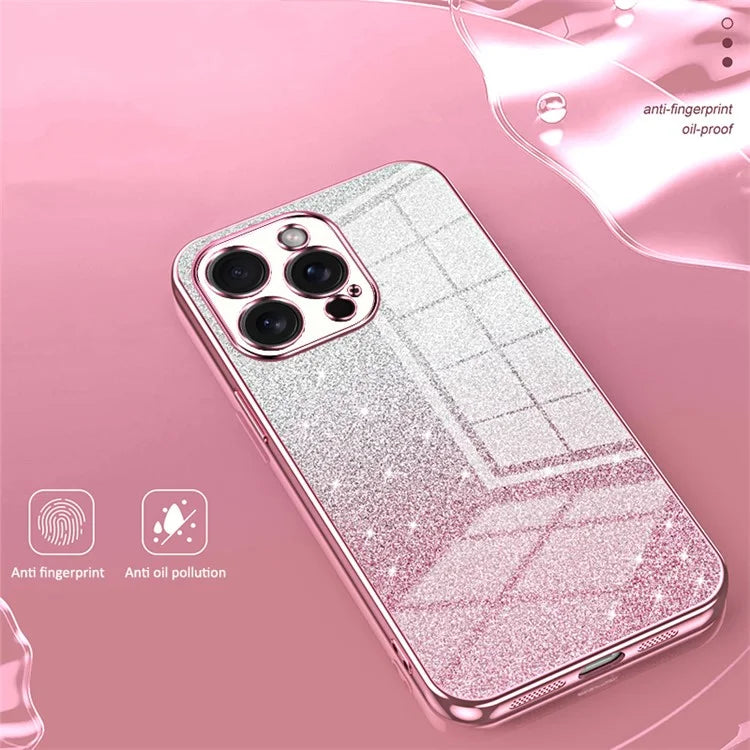 For iPhone 15 Pro Max Cell Phone Case Precise Cutout TPU Electroplating Glitter Cover
