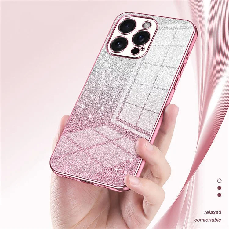 For iPhone 15 Pro Max Cell Phone Case Precise Cutout TPU Electroplating Glitter Cover