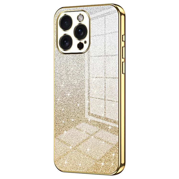 For iPhone 15 Pro Max Cell Phone Case Precise Cutout TPU Electroplating Glitter Cover
