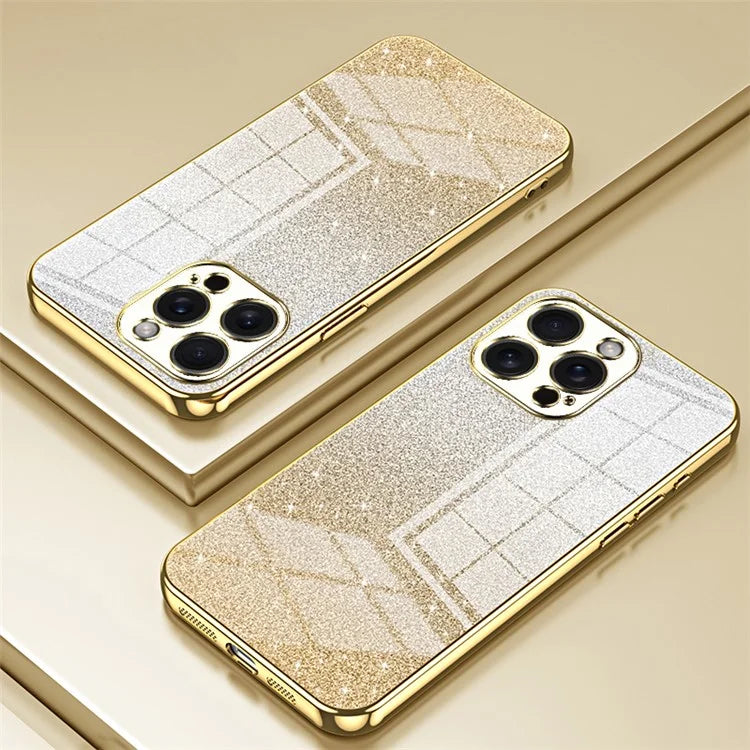 For iPhone 15 Pro Max Cell Phone Case Precise Cutout TPU Electroplating Glitter Cover