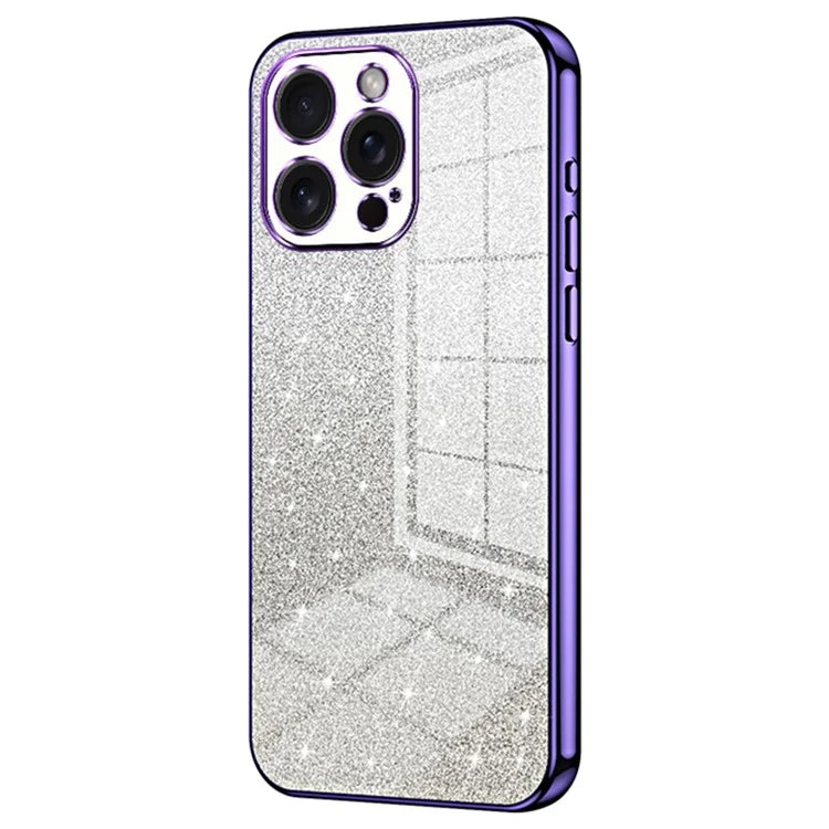 For iPhone 15 Pro Max Cell Phone Case Precise Cutout TPU Electroplating Glitter Cover